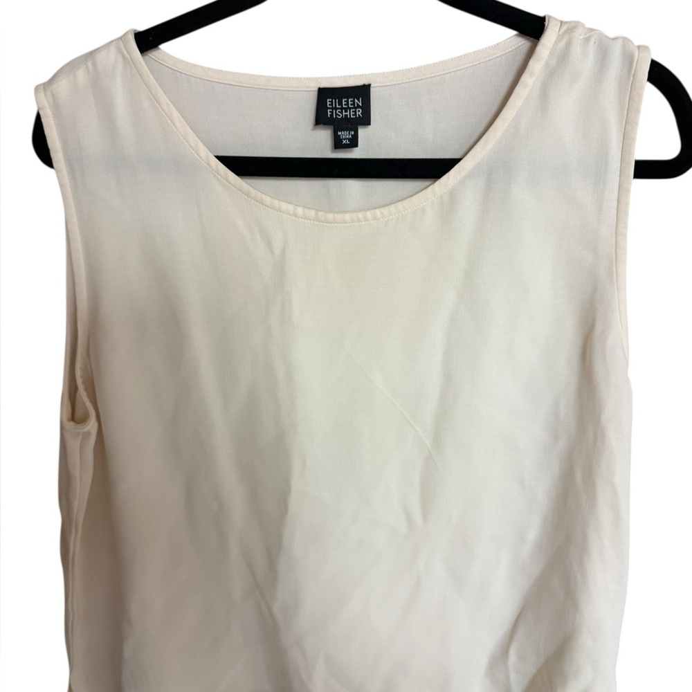Eileen Fisher Cream Scoop Neck Sleeveless Shell